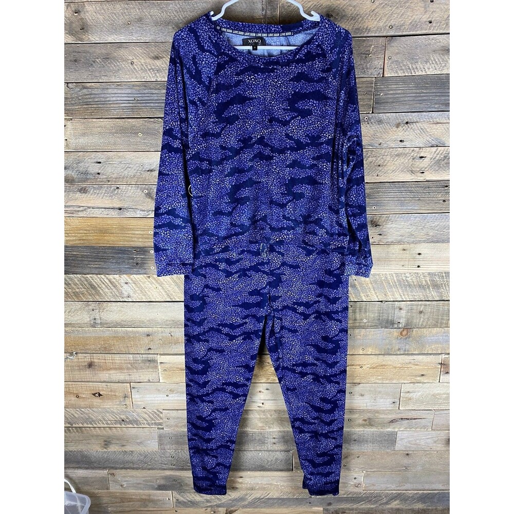 XOXO Womens Sz XL Blue Soft Long Sleeve Pajama Set
